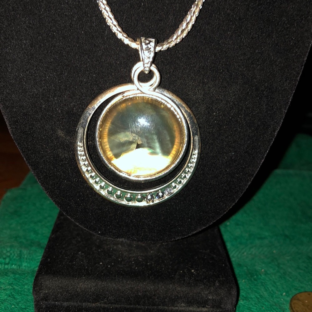 Silvertone Round pendant by KC